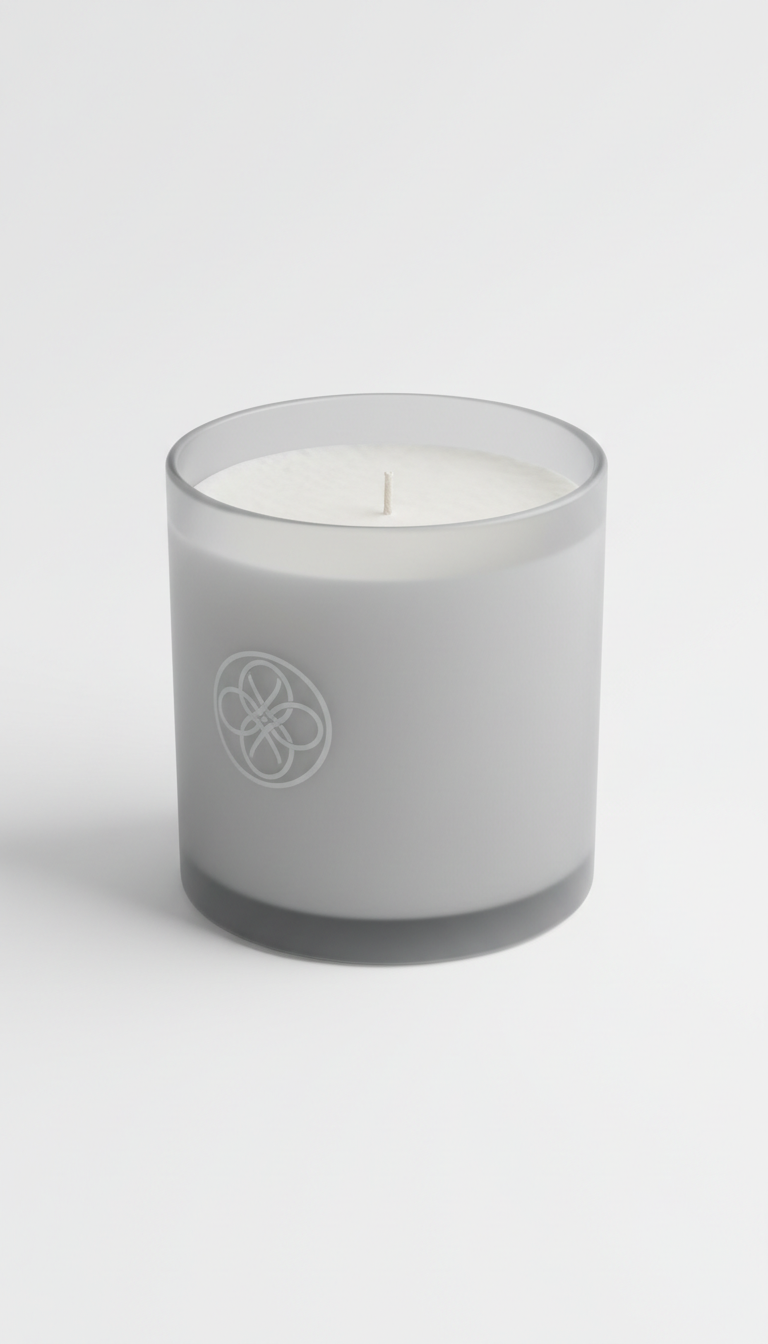 A Gracie Moo Candles scented candle in a glass jar with a lit wick, showcasing warm amber-colored wax and a cozy ambiance setting.