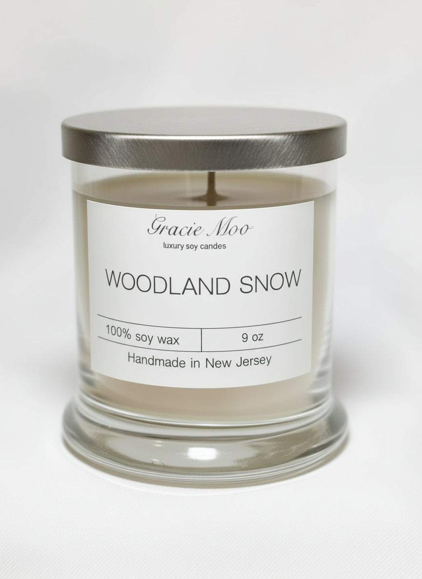 Woodland Snow Status Candle - Gracie Moo Candles