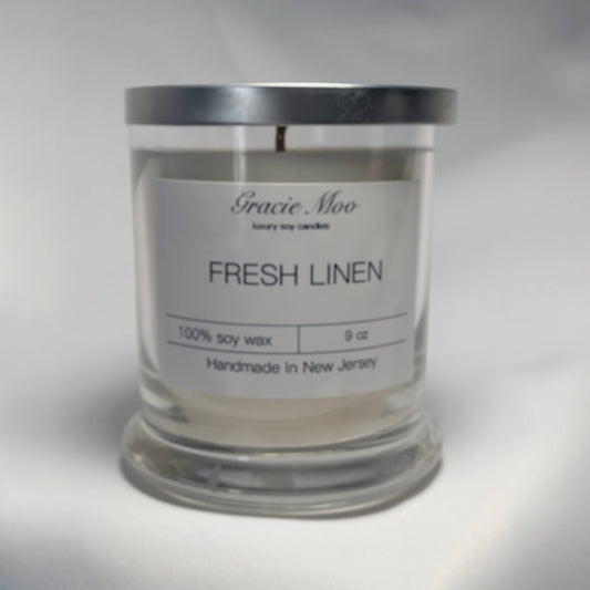 Fresh Linen Status Candle - Gracie Moo Candles